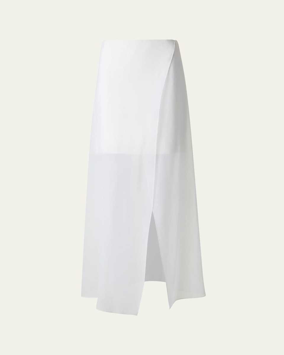 Long Organza Overlay Silk Double-Face Skirt